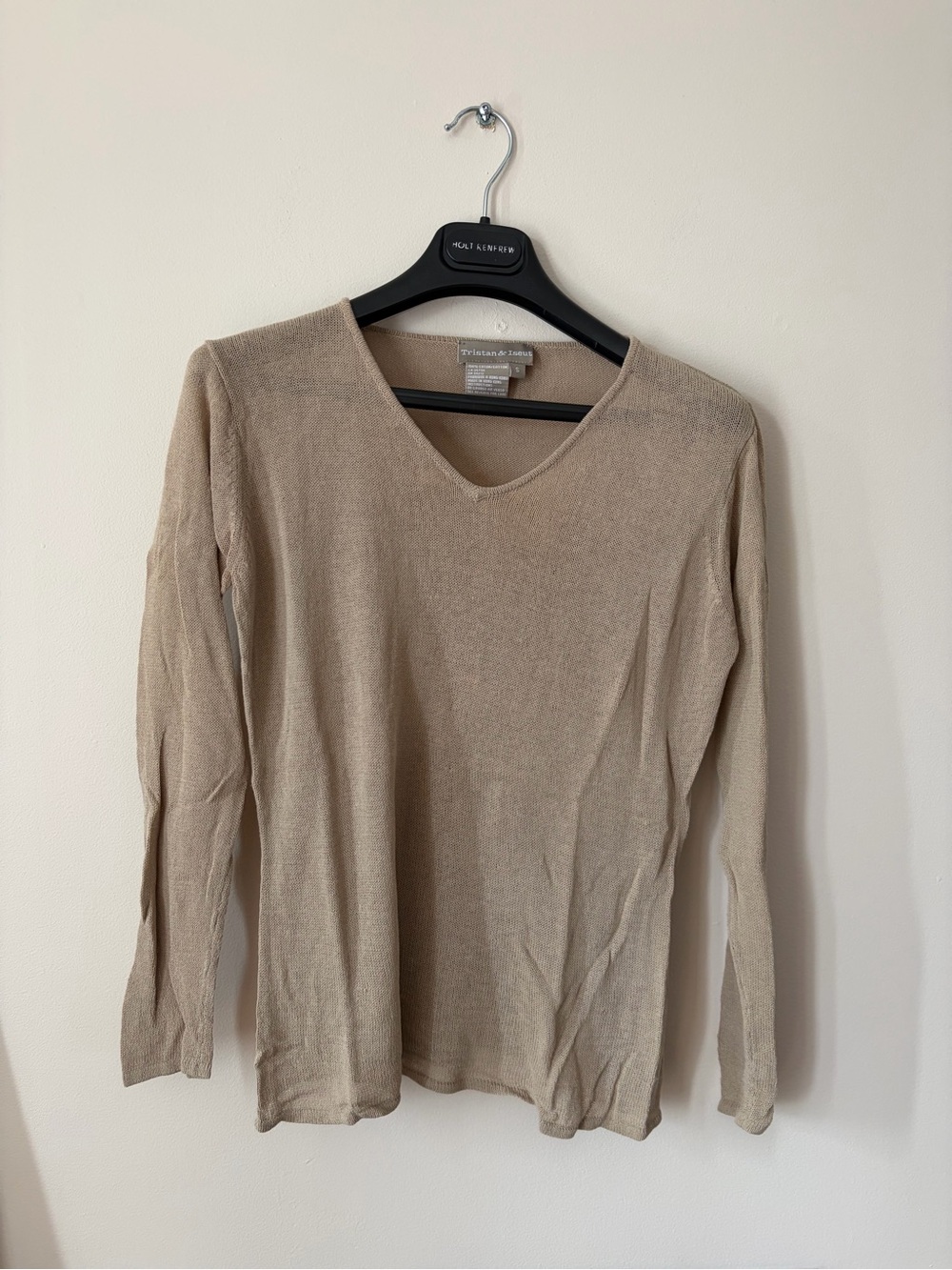 Tristan&Iseut - Beige V-Neck Long Sleeve Top
